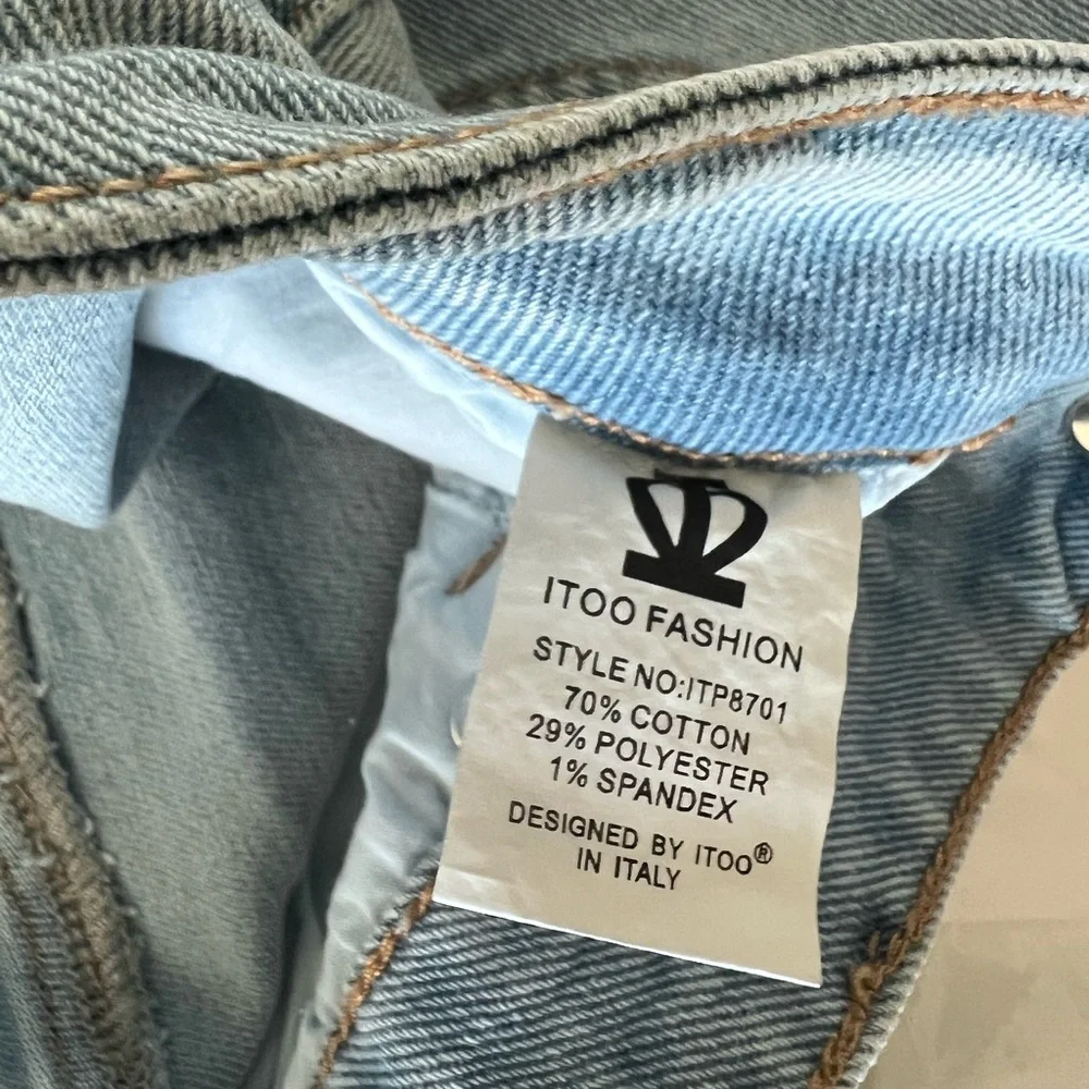 Light Blue Jeans Paisley Polyester Print on side of the Wide Leg Size: XS - Picture 10 of 10